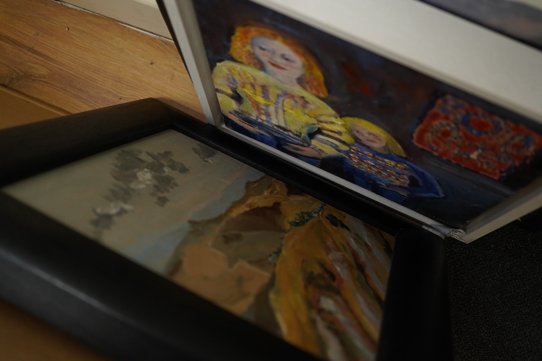 Caroline Conran (b.1939), a collection of oils and watercolours, to include figural studies, landscape and birds. Condition - fair/good